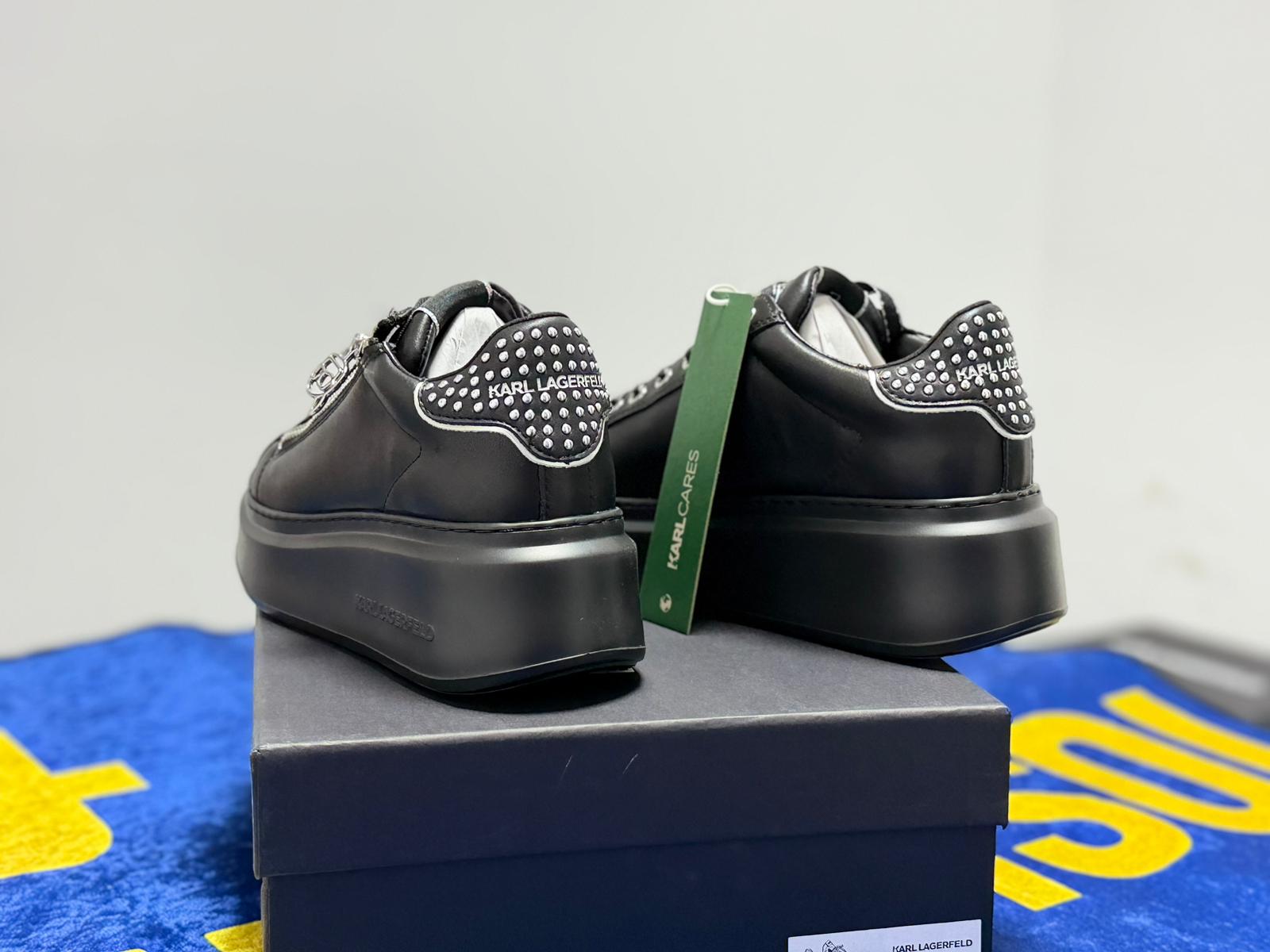 Karl Lagerfeld ANAKAPRI Stud Tab Zip Lo Negri - Platformă și Aplicații Metalice