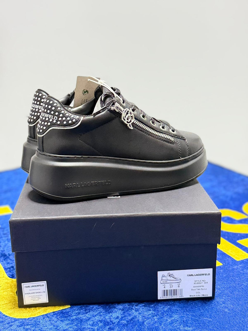 Karl Lagerfeld ANAKAPRI Stud Tab Zip Lo Negri - Platformă și Aplicații Metalice