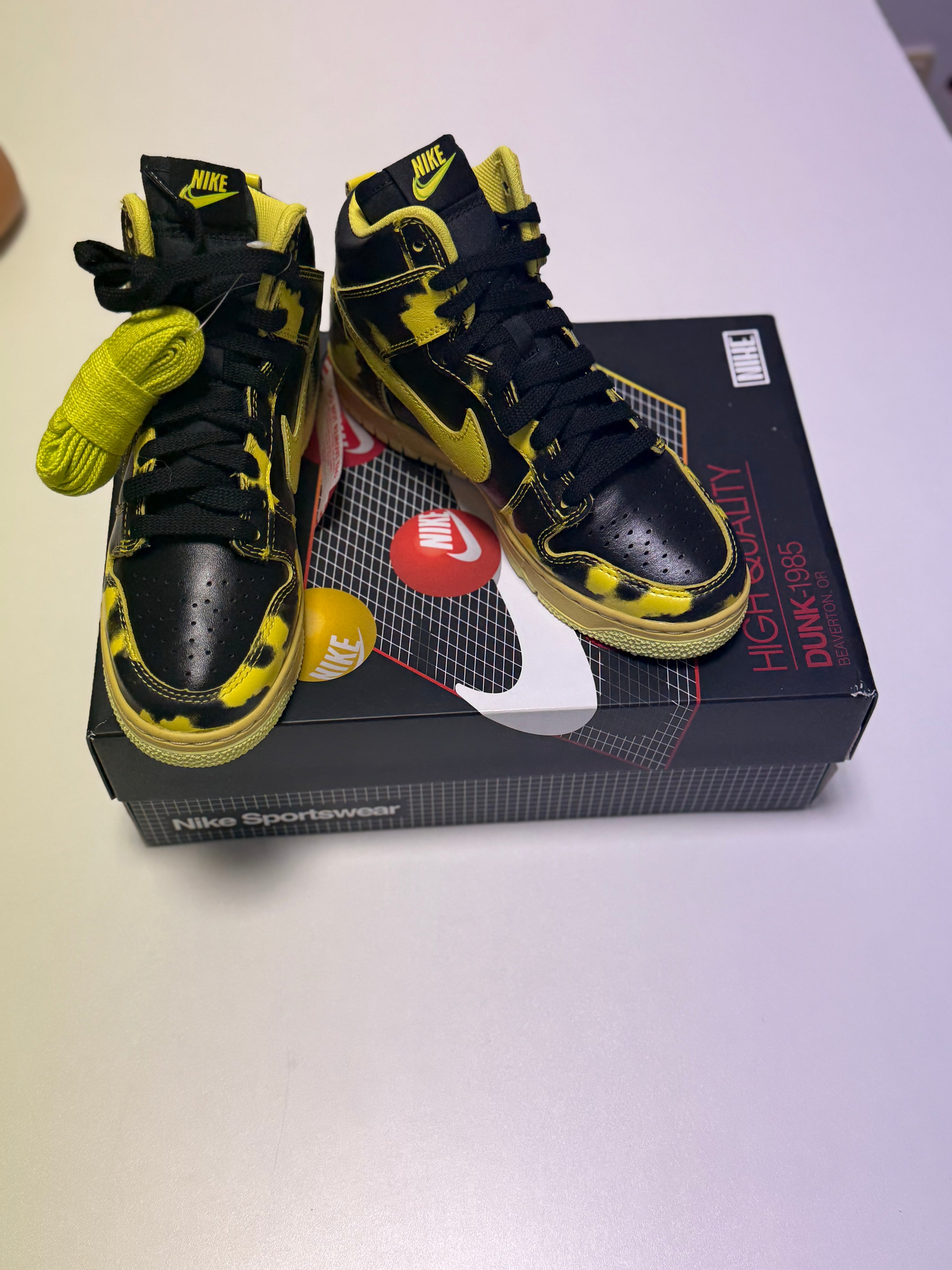 Nike Dunk High 1985 'Yellow Acid Wash'